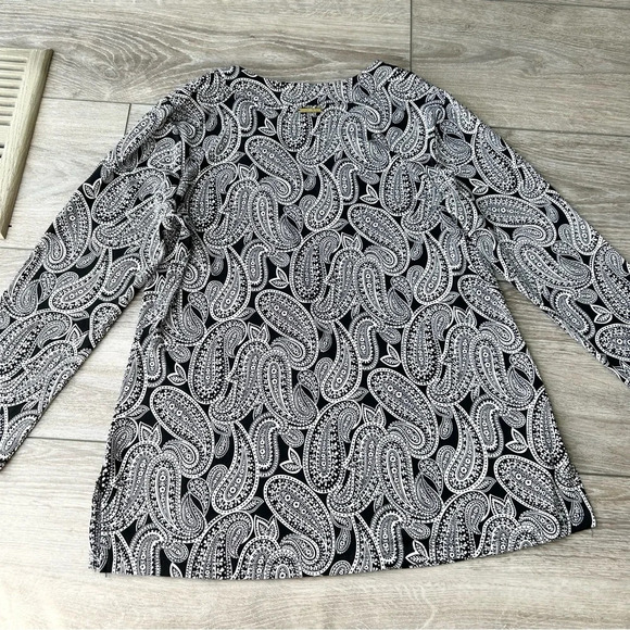 Michael Kors Paisley Print Stretch Jersey  Blouse - Picture 12 of 13